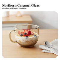 Great Gift Large Capacity Glass Oatmeal Cup Multi-Purpose Nordic Design Breakfast Cup Crystal Clear for Families, Home, Kitchen