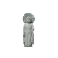 Standing Buddha Figurine Textured Stone Buddha Statue Luminous Circle