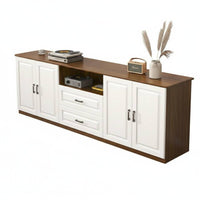 Wooden TV Cabinet Modern Simple Design TV Stand with Storage Multifunctional Living Room Entertainment Center for Bedroom, Small Apartment