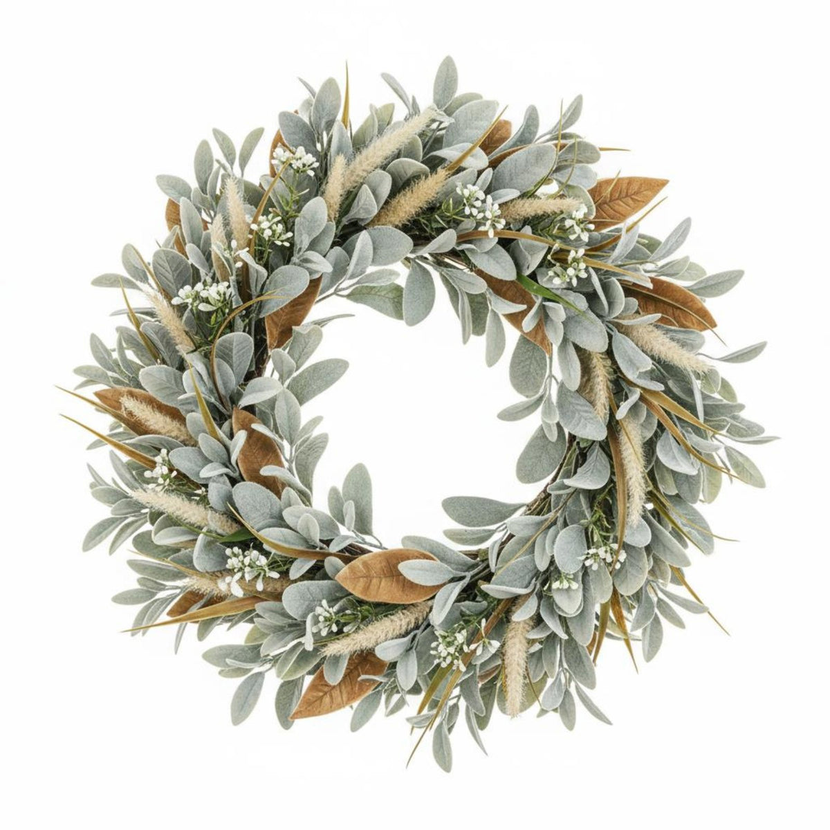 DoorWreath Artificial Lamb Ear Wreath Waterproof Home Decor for Front Door