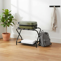 Folding Luggage Rack Sturdy Metal Luggage Shelf Strong Load Bearing