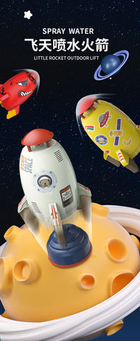 Space Rocket Water Sprinkler Toy for Kids with Rotating Spray