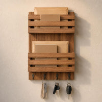 Wood Mail Organizer Double Layer Home Storage Wooden for Office