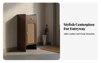 Space-Saving Design Narrow Shoe Cabinet Slim Profile Narrow Shoe Storage Rounded Corners Vintage Aesthetic Hallway Cabinet Umbrella Holder for Apartment Dwellers, Homeowners, Online Shoppers, Entryway, Living Room, Bedroom, Closet