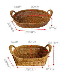 Rattan-Style Basket with Handles for Fruits and Snacks