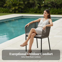 4 Pieces 4-Piece Woven Sofa Set Weather-Resistant 4-Piece Seating Arrangement Water Thick pads for Patio, waterside