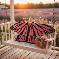 Butterfly Cardigan Wing-Shaped Panels Open Front Ruana Wrap Jacquard Knit