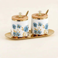 Seasoning Container Set with Lids and Spoons Seasoning Cellar Set Easy to Clean Kitchen Storage for Hot Beverage Corner