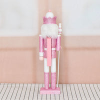 25 New 38cm Pink Glitter Nutcracker Solid Wood Decorative Puppet Gift