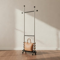 Multi-Functional Rolling Garment Rack with Shelves Stainless Steel Frame Freestanding Coat and Hat Rack Household Storage for Entryway