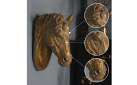 Faux Horse Head Wall Decor Antique Bronze Horse Head Wall Mount Realistic for Equestrians