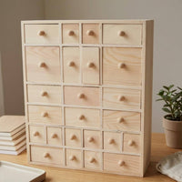 Wooden Drawer Organizer Multiple Drawers Wood Desktop Organizer Compact Size Wood Storage Cabinet