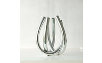 Metal Vase with Six Openings Sculptural Geometric Tabletop Vase Electroplated