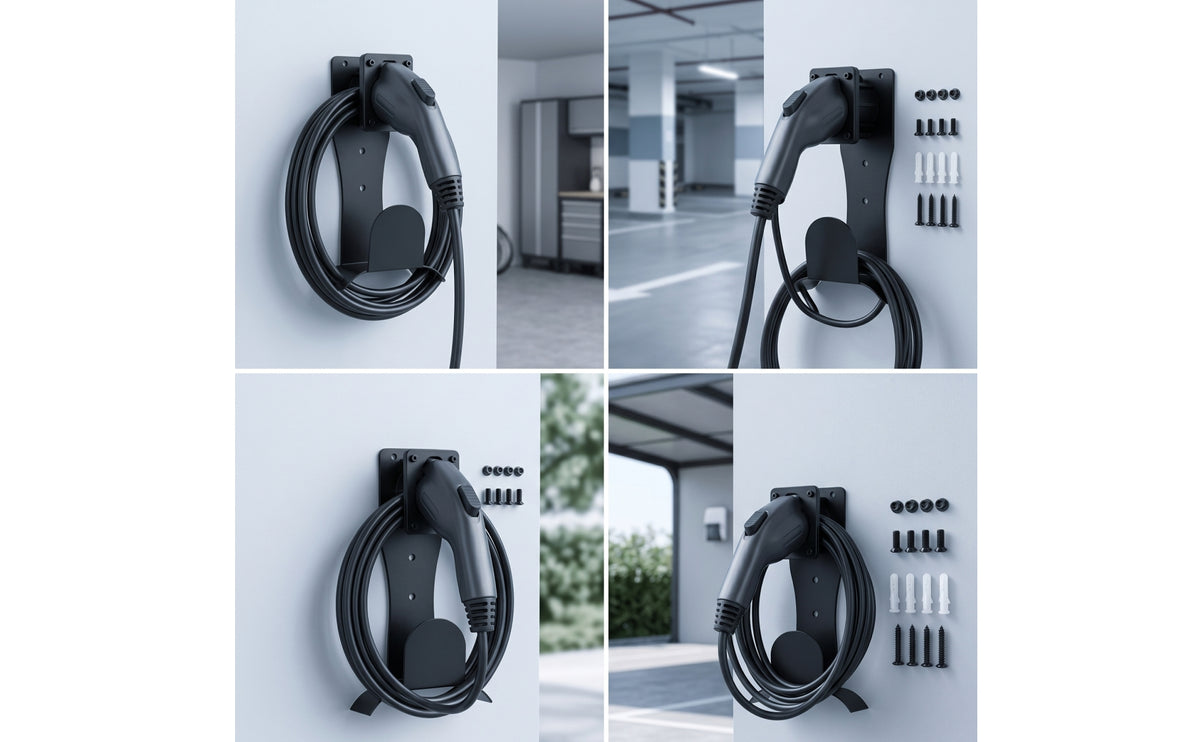 Type 2 Charger Dock with Cable Hook Space-Saving EV Charger Holder with J-Hook EV Charging Holder Easy Install