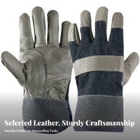 Leather Metalwork Gloves Wear-Resistant Leather Work Gloves Guarding Gear for Construction Workers, Mechanics, Maintenance, Material Handling