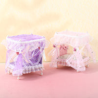 1:12dollhouse迷你家具卧室微场景模型梦幻星空网纱公主床纱幔床