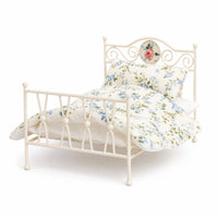 Bed with Bedding Vintage Miniature Metal Bed 1:12 Scale Furniture for Kids