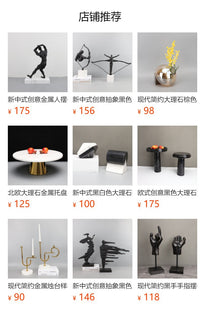 现代简约天然大理石摇摇马动物艺术摆件客厅电视柜玄关家居装饰品