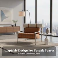 Upholstered Metal Frame Chair Nordic Aesthetic Armchair Light Luxury Design Comfortable Cushioning for Homeowners, Readers