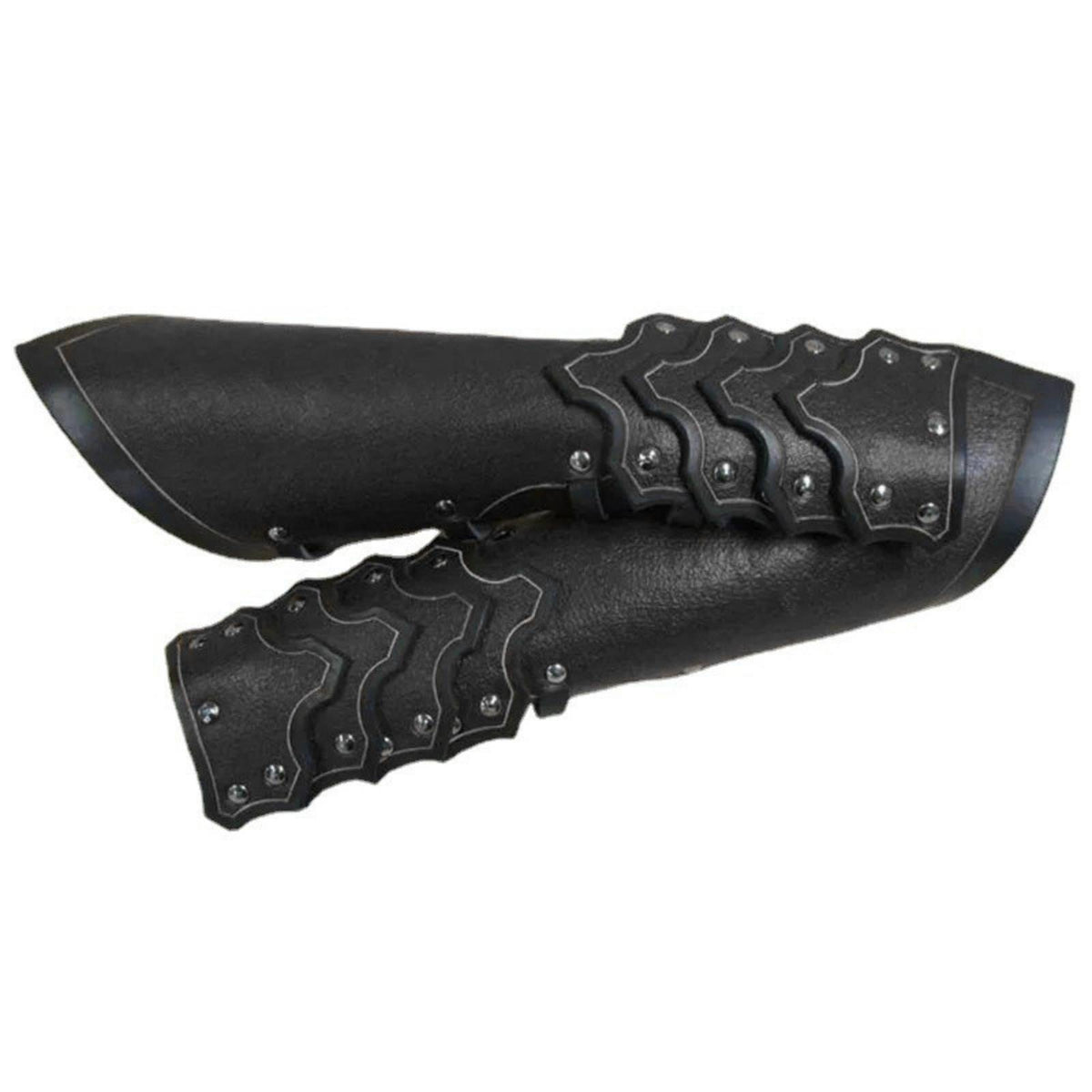 2 Pieces Studded Vambraces Tapered Medieval Bracers Black Leather Bracers