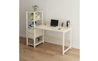 Spacious Desktop Computer Desk Bookshelf Easy Assembly Computer Desk with Hutch Sturdy Construction Study Table Shelving Unit X-Brace Support for Dorm Room