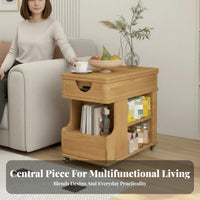 Adjustable C-Shaped Table with casters Rolling Cart Multi-Purpose for Living Room