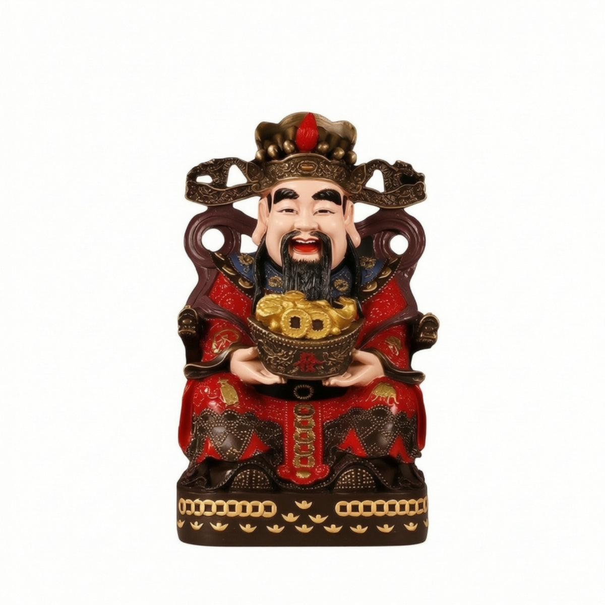 Prosperity Deity Statue Tabletop Deity of Prosperity Statue Ornate Figure with Golden Ingot for Business Owners, Collectors