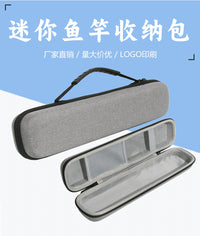 跨境通用小物鱼竿手提渔具包灰色eva硬壳耐摔伸缩鱼竿便携钓鱼包