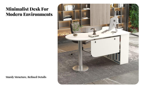 Minimalist Design Curved Computer Desk Spacious Tabletop Corner Office Desk Easy Assembly Gaming Study Table Ample Storage Space for Professionals, Students, Gamers, Bedroom, Small Areas