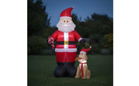 Inflatable Santa Kris with Dog Tall Santa Kris Inflatable with Dog Festive Lawn Decoration Whimsical for Garden