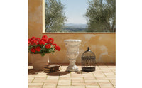 Pedestal Vase Stand Distressed Urn Pedestal Carved for Entryways, Photographers
