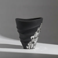 Vase with Spiral Grooves Matte Sculptural Vase Textured Vessel for Entryway