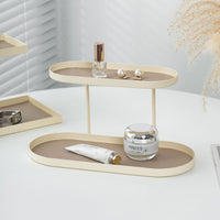 Cream Two-Tier Storage Rack for Desktop Display