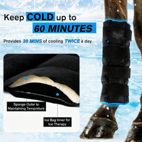 Professional Durable Horse Leg Wraps Adjustable Ice Boots Cooling Horse Hoof Covers Pain Relief Cold Pack Equestrian Supplies