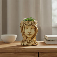 Female Deity Planter Decorative Resin Statue Planter Elegant Finish for Indoor