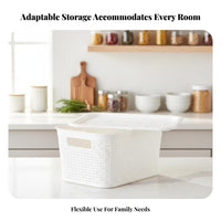 Woven-Pattern container with Handles Lidded Organizing Box all-purpose for Students
