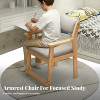 Adjustable Wooden Writing Chair sturdy Wood children's Furniture With Armrests