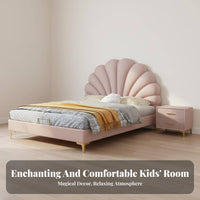Upholstered Princess Bed Skin-Friendly Upholstery Modern Kids Bed Stain-Resistant Textile children's Furniture for Girls, Teens, Bedroom, Nursery