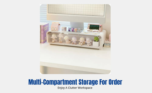 Desktop Transparent Screen Riser Display Rack, Office and Student Desk Organizer Shelf