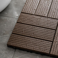 Interlocking Wood Plastic Composite Bathroom Floor Tiles for Shower and Balcony, Waterproof Anti-Slip Drainage Mat