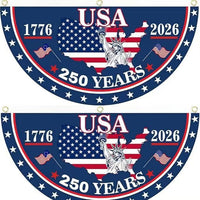 美国250周年纪念旗半圆形扇形旗America 250th 庭院户外装饰挂旗