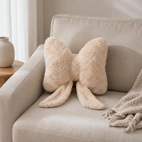 Long Bow Pillow Soft Shaggy Fluffy Pillow Decorative for Sofa, Bedroom