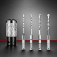 Knurled Drill Adapter with Bits Hex Shank Electric Hammer Converter Metal Power Hammer Adapter Head Compatible for Contractors, Diyers, Handymen, Construction, Workshop, Masonry