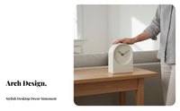 Nordic Style Desk Clock Retro Influenced Minimalist Arch Clock Decorative Piece Decor for Bedroom, Living Room, Office
