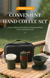 Portable Outdoor Hand Brew Coffee Set with Manual Grinder and Folding Cup