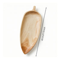 Leaf-Shaped Tray Extended Wooden Serving Platter Natural Wood for Tea Service