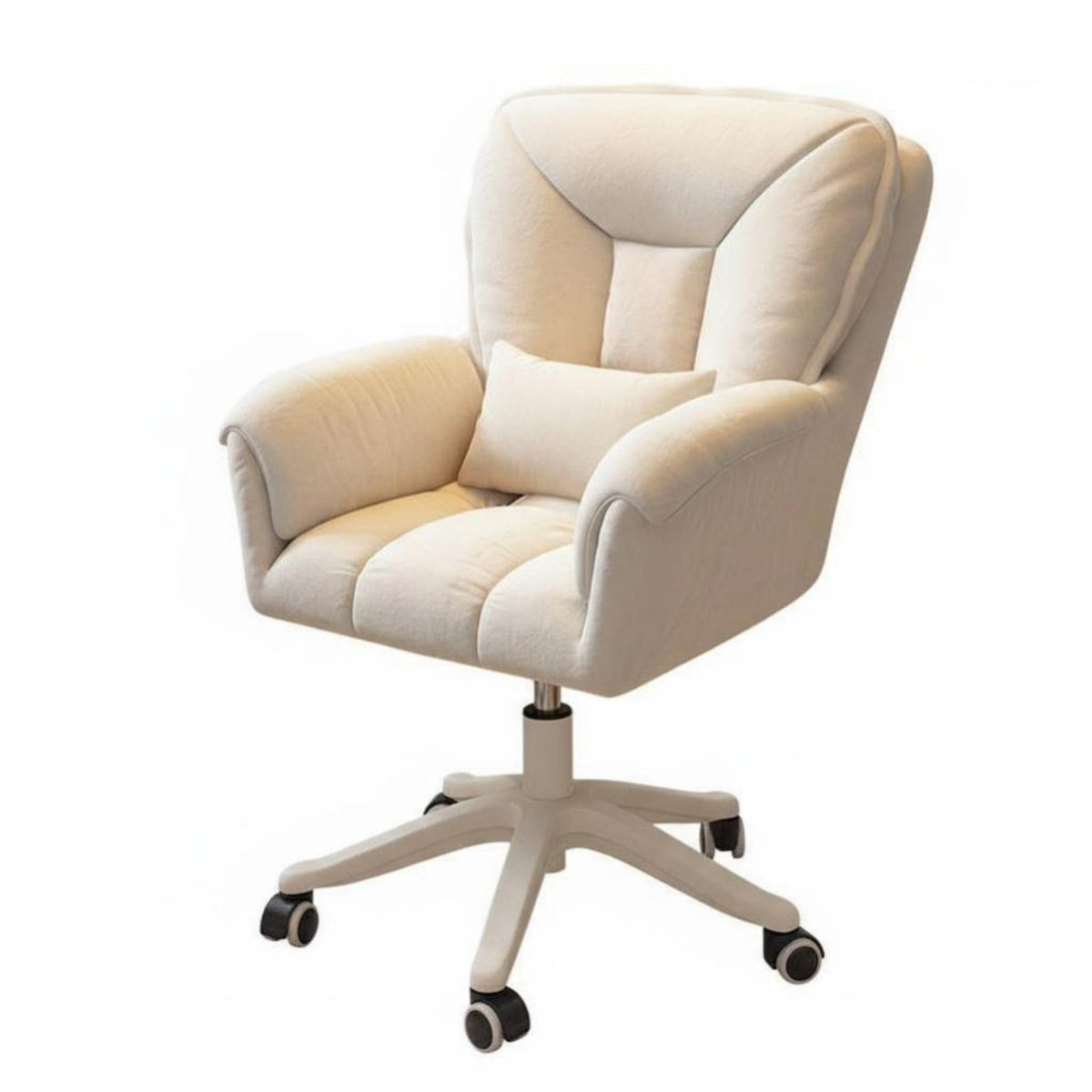 Padded Seat Swivel Rolling Chair Luxuriously Cushioned Cushioning Upholstered Rolling Chair Ergonomic Design Home Furniture Support for Students, Women, Adults, Bedroom, Dorm Room, Workspace