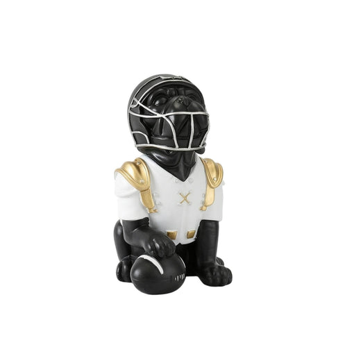 Dog Statue with Football Polished Decor Long-Lasting for Game Room, Entryway