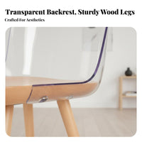 Wood Frame Clear Chair Nordic aesthetic Dining Seat Transparent Design for Renters