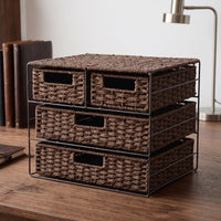 Decorative Woven Drawer Organizer Sturdy Desktop Organizer with Baskets Long-Lasting Chest of Drawers Multi-Functional for Closet Shelves